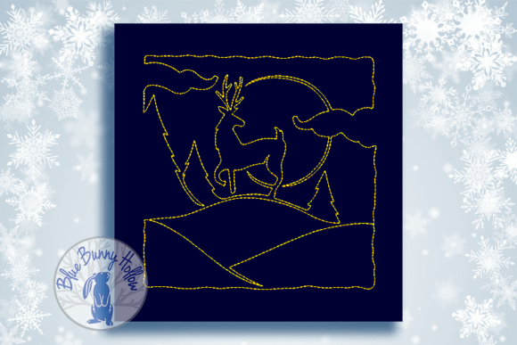 Christmas Quilt Block-Deer