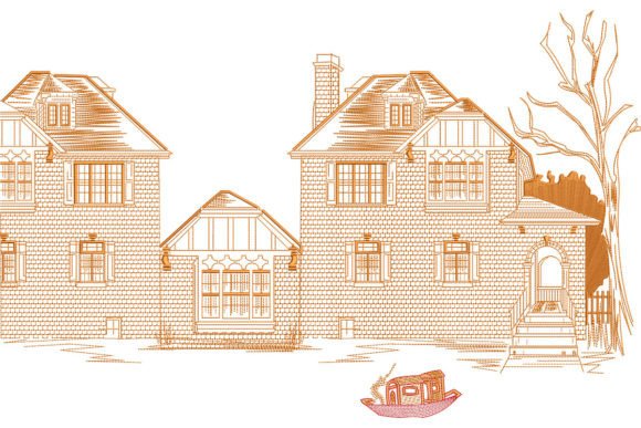 House with Tree on the Bank of River